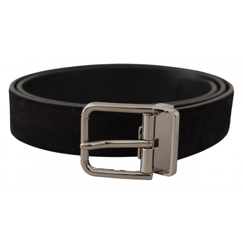 Cintura logo tono argento pelle vitello nera - 90 CM / 36 INCHES