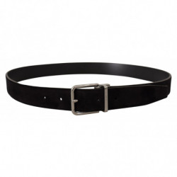 Cintura logo tono argento pelle vitello nera - 90 CM / 36 INCHES
