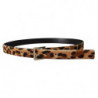 Cintura fibbia logo skinny pelliccia vitello marrone stampa leopard