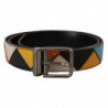 Cintura fibbia logo argento pelle multicolor - 90 CM / 36 INCHES