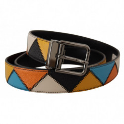 Cintura fibbia logo argento pelle multicolor - 90 CM / 36 INCHES