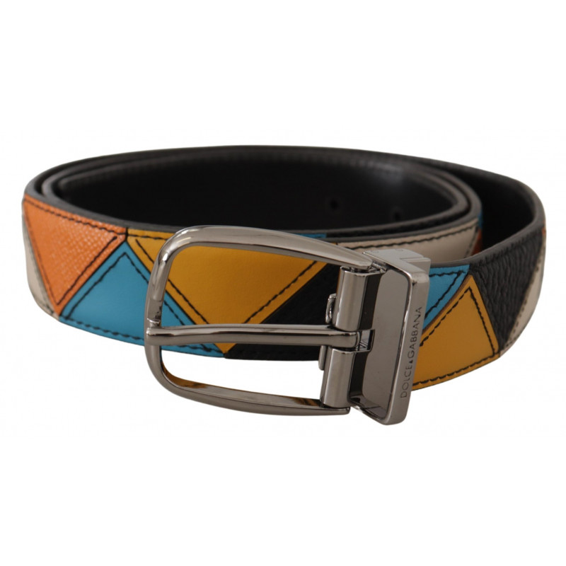 Cintura fibbia logo tono argento pelle multicolore - 90 CM / 36 INCHES