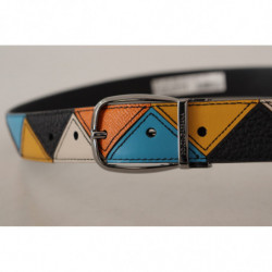 Cintura fibbia logo tono argento pelle multicolore - 90 CM / 36 INCHES
