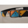 Cintura fibbia logo tono argento pelle multicolore - 90 CM / 36 INCHES
