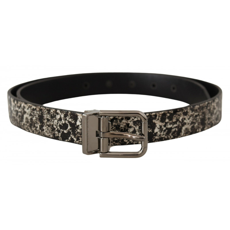 Cintura fibbia logo argento pelle stampa marmo nero - 90 CM / 36 IN