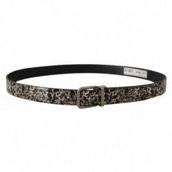 Cintura fibbia logo argento pelle stampa marmo nero - 90 CM / 36 IN