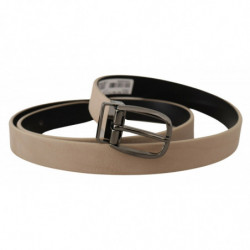 Cintura fibbia metallo logo beige Vitello - 90 CM / 36 INCHES