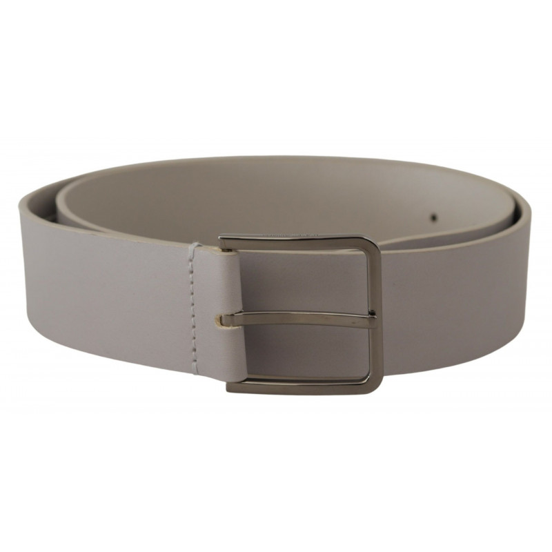Cintura larga pelle bianca fibbia metallo argentato - 90 CM / 36 IN