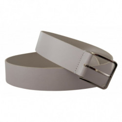 Cintura larga pelle bianca fibbia metallo argentato - 90 CM / 36 IN