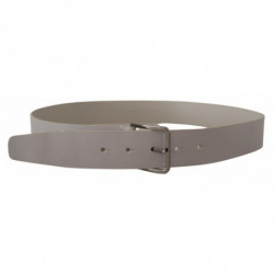 Cintura larga pelle bianca fibbia metallo argentato - 90 CM / 36 IN