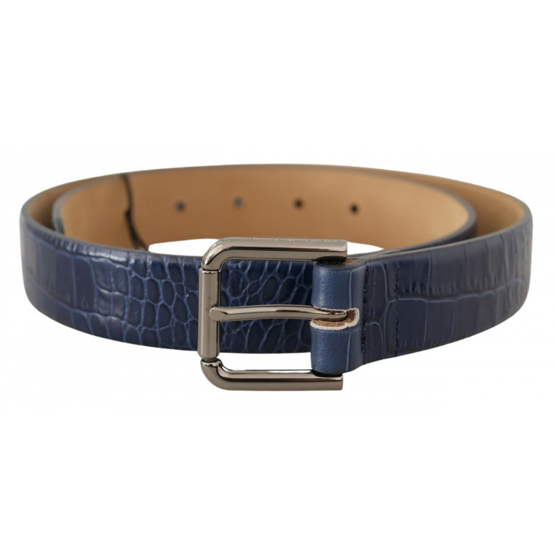 Abito fibbia metallo argentato cintura pelle esotica blu - 85 CM /