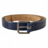 Abito fibbia metallo argentato cintura pelle esotica blu - 85 CM /