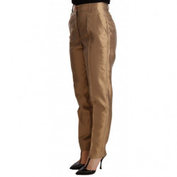 Pantaloni metallici affusolati in seta dorata - IT36 - XS