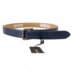 Abito fibbia metallo argentato cintura pelle esotica blu - 85 CM /