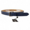 Abito fibbia metallo argentato cintura pelle esotica blu - 85 CM /