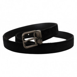 Cintura fibbia metallo logo tono argento velluto nero - 95 CM / 38