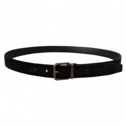 Cintura fibbia metallo logo tono argento velluto nero - 95 CM / 38