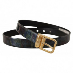 Cintura vernice metallica color oro pelle multicolore - 90 CM / 36