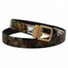 Cintura fibbia metallo color bronzo pelle nera verde - 90 CM / 36 I