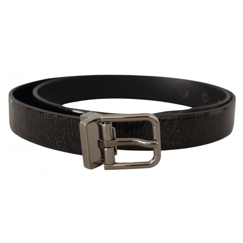 Cintura fibbia metallo verniciato pelle nera - 90 CM / 36 INCHES
