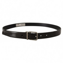 Cintura fibbia metallo verniciato pelle nera - 90 CM / 36 INCHES