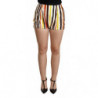 Shorts Hot Pants in cotone a righe multicolori - IT40-S