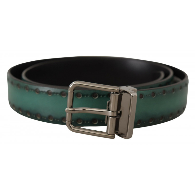 Cintura Giotto Verde Pelle Fibbia Metallo Argento - 90 CM / 36 INCHES