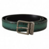 Cintura Giotto Verde Pelle Fibbia Metallo Argento - 90 CM / 36 INCHES