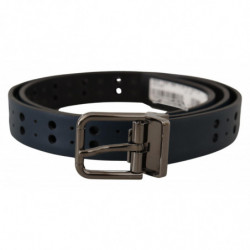 Cintura fibbia metallo pelle sottile traforata blu - 90 CM / 36 INCHES