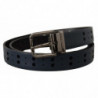 Cintura fibbia metallo pelle sottile traforata blu - 90 CM / 36 INCHES