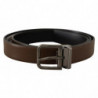 Cintura fibbia classica metallo logo pelle marrone - 90 CM / 36 INCHES