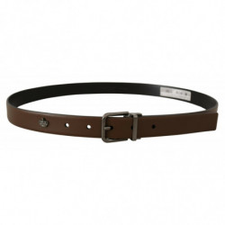 Cintura fibbia classica metallo logo pelle marrone - 90 CM / 36 INCHES