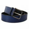 Cintura classica pelle vitello blu fibbia metallo argentato - 85 CM