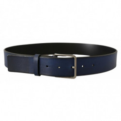 Cintura classica pelle vitello blu fibbia metallo argentato - 85 CM