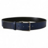Cintura classica pelle vitello blu fibbia metallo argentato - 85 CM
