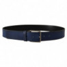 Cintura classica pelle vitello blu fibbia metallo argentato - 90 CM