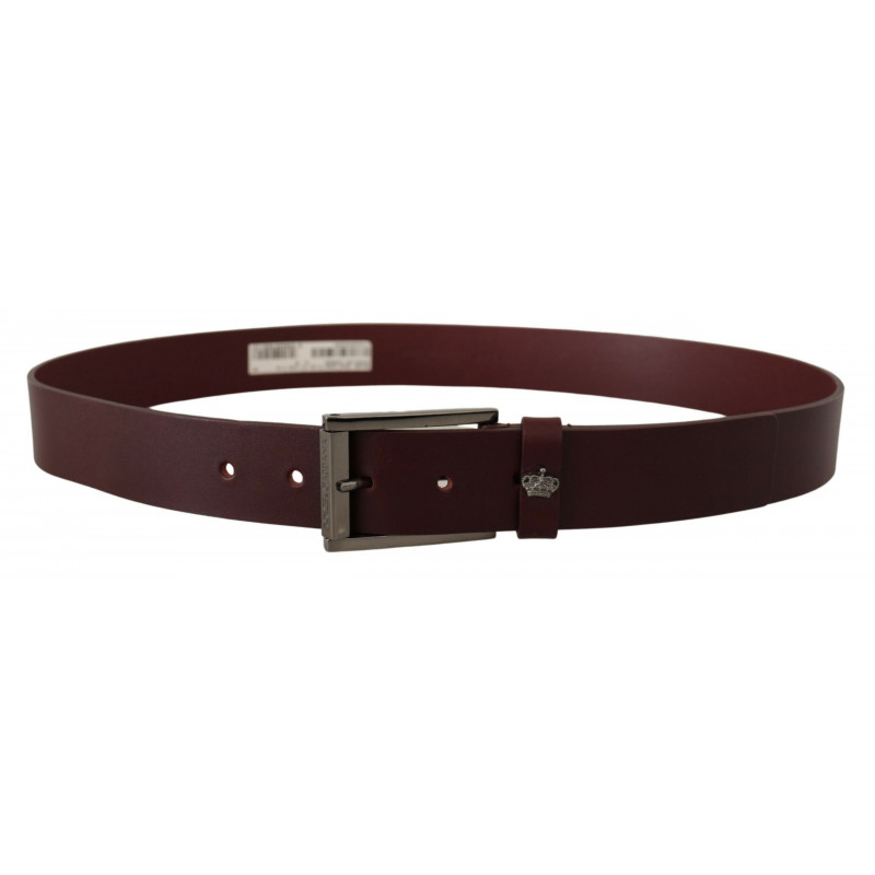 Cintura fibbia corona metallo argentato pelle marrone - 90 CM / 36