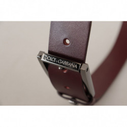 Cintura fibbia corona metallo argentato pelle marrone - 90 CM / 36