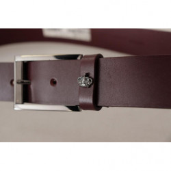 Cintura fibbia corona metallo argentato pelle marrone - 90 CM / 36