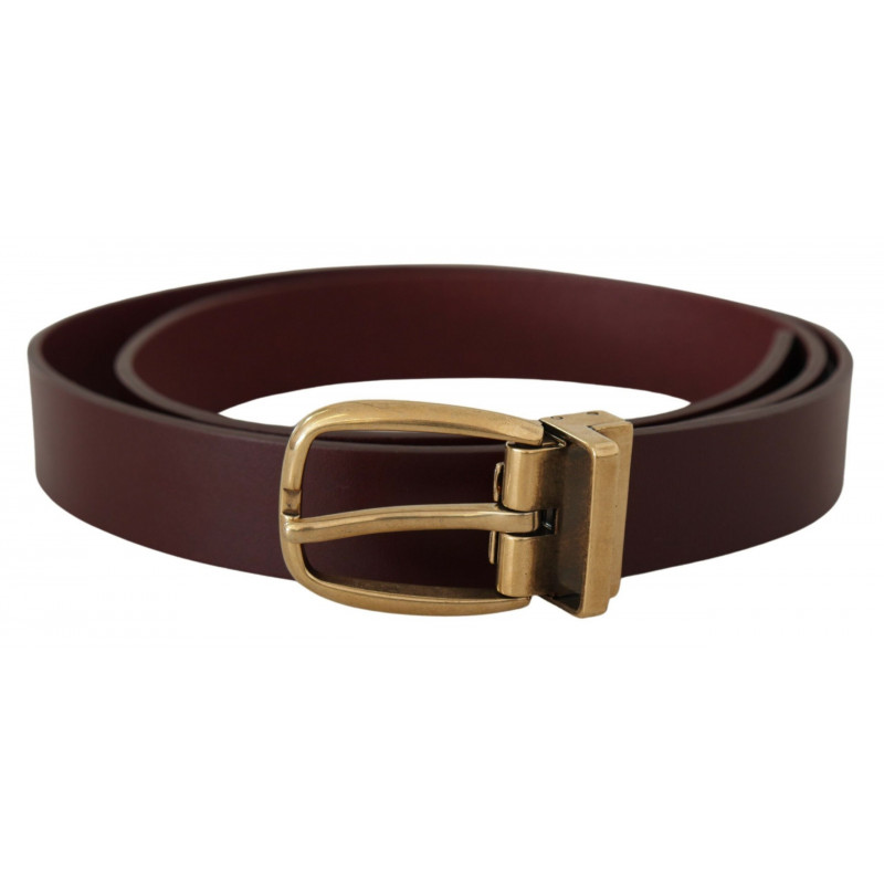 Cintura classica pelle marrone fibbia metallo dorato - 90 CM / 36 I