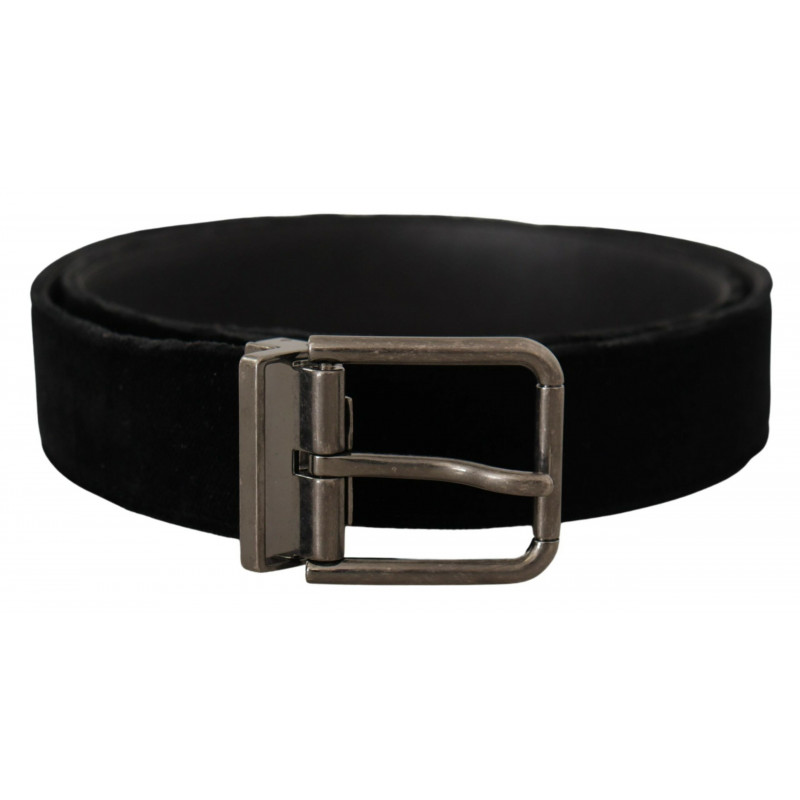Cintura fibbia metallo cromato velluto nero - 90 CM / 36 INCHES