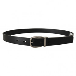 Cintura classica pelle vitello nera metallo argentato - 80 CM / 32