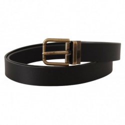 Cintura fibbia scatola metallo ottone pelle nera - 90 CM / 36 INCHES