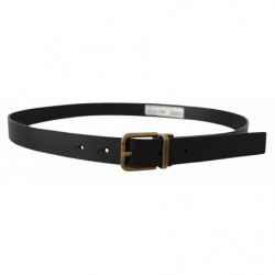 Cintura fibbia scatola metallo ottone pelle nera - 90 CM / 36 INCHES