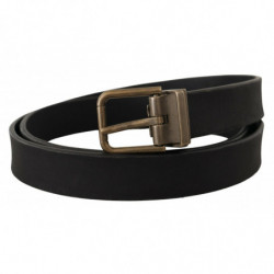 Cintura classica pelle nera fibbia metallo ottone - 90 CM / 36 INCHES