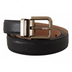Cintura fibbia ottone pelle retro marrone nero - 95 CM / 38 INCHES