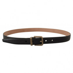 Cintura fibbia ottone pelle retro marrone nero - 95 CM / 38 INCHES
