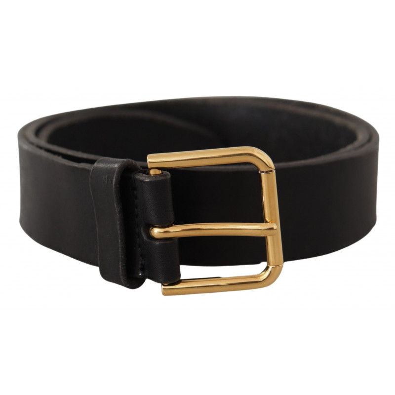 Cintura fibbia metallo logo tono oro pelle nera - 90 CM / 36 INCHES