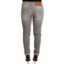 Pantaloni denim da donna orlo piegato slim fit cotone grigio - W26