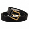 Cintura con logo in metallo dorato in pelle nera - 90 CM / 36 INCHES